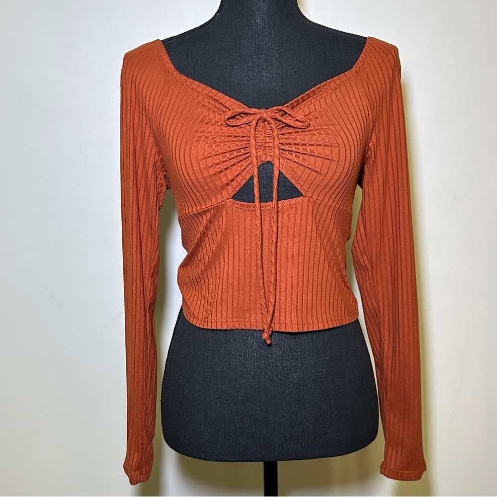 Moa Moa Womans Fairy Milkmaid Babydoll Cropped Top Small Orange Coquette Cottage